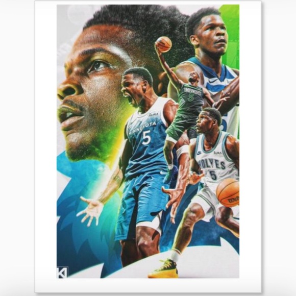 NEW! ANTHONY EDWARDS MINNESOTA COLOR ART SELF-CREATED ULTRA GLOSSY 8.5x11 POSTER - Picture 2 of 4